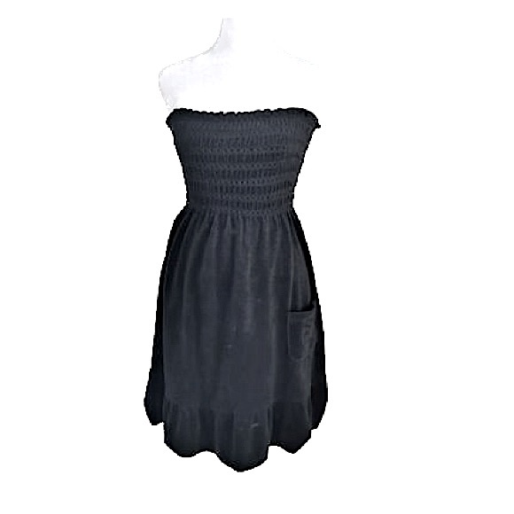 Juicy Couture Black Strapless Terry Mini Dress Bath/Swim Cover-Up, Women’s Sz XS - Picture 3 of 10